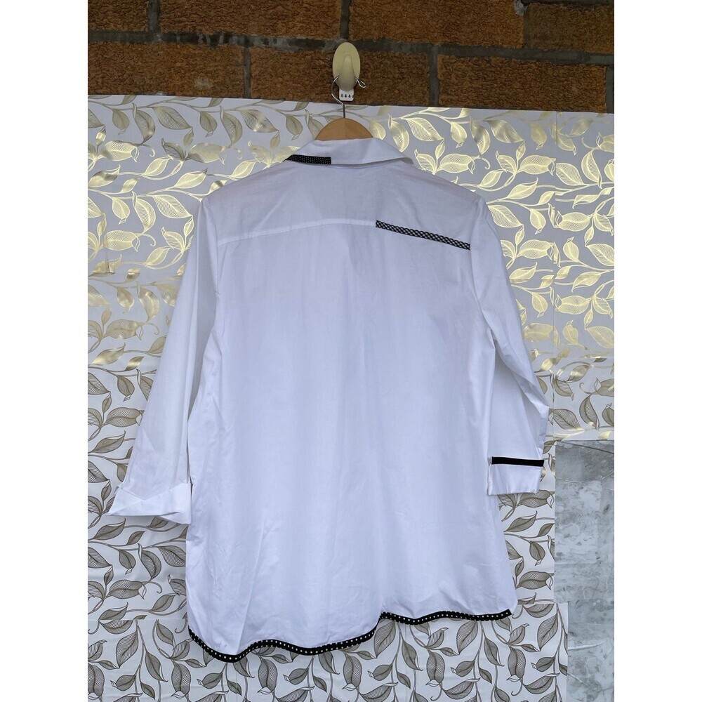 Cali Girls Mixed Media Popover Shirt | Dark Academia Office Core | Size L - Picture 9 of 12
